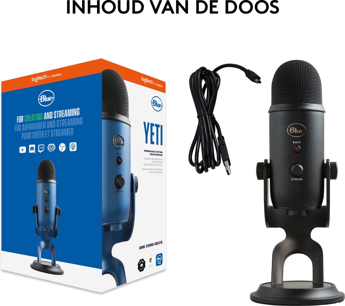 verdieping Binnenshuis Absoluut Blue Microphones Yeti - Microfoon - USB - Studiokwaliteit Streaming en  Recording -... | bol.com