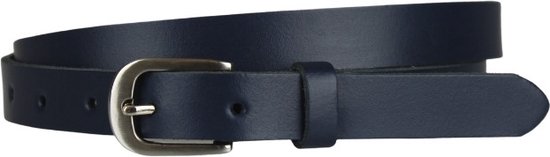 Dames riem donkerblauw - smalle riem dames - leren dames riem - blauwe dames riem smal - taillemaat 90