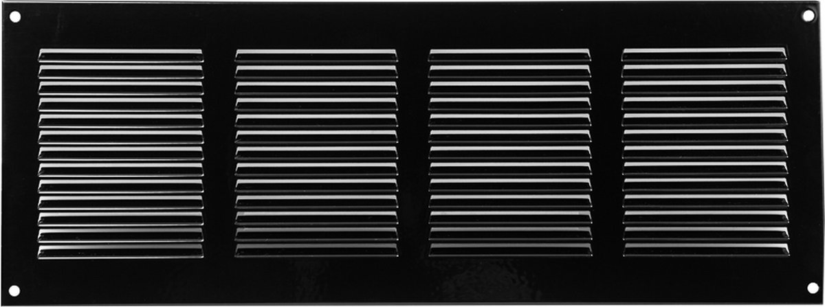 Paneir Airdesigns- metaal-400 x 150 -omgezette rand - opbouw - aanvoer & afvoer - zwart