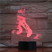 3D Led Lamp Met Gravering - RGB 7 Kleuren - Snowboarder