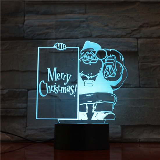 3D Led Lamp Met Gravering - RGB 7 Kleuren - Kerstman