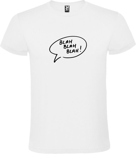 Wit T-shirt ‘Blah Blah Blah!’ Zwart Maat 4XL