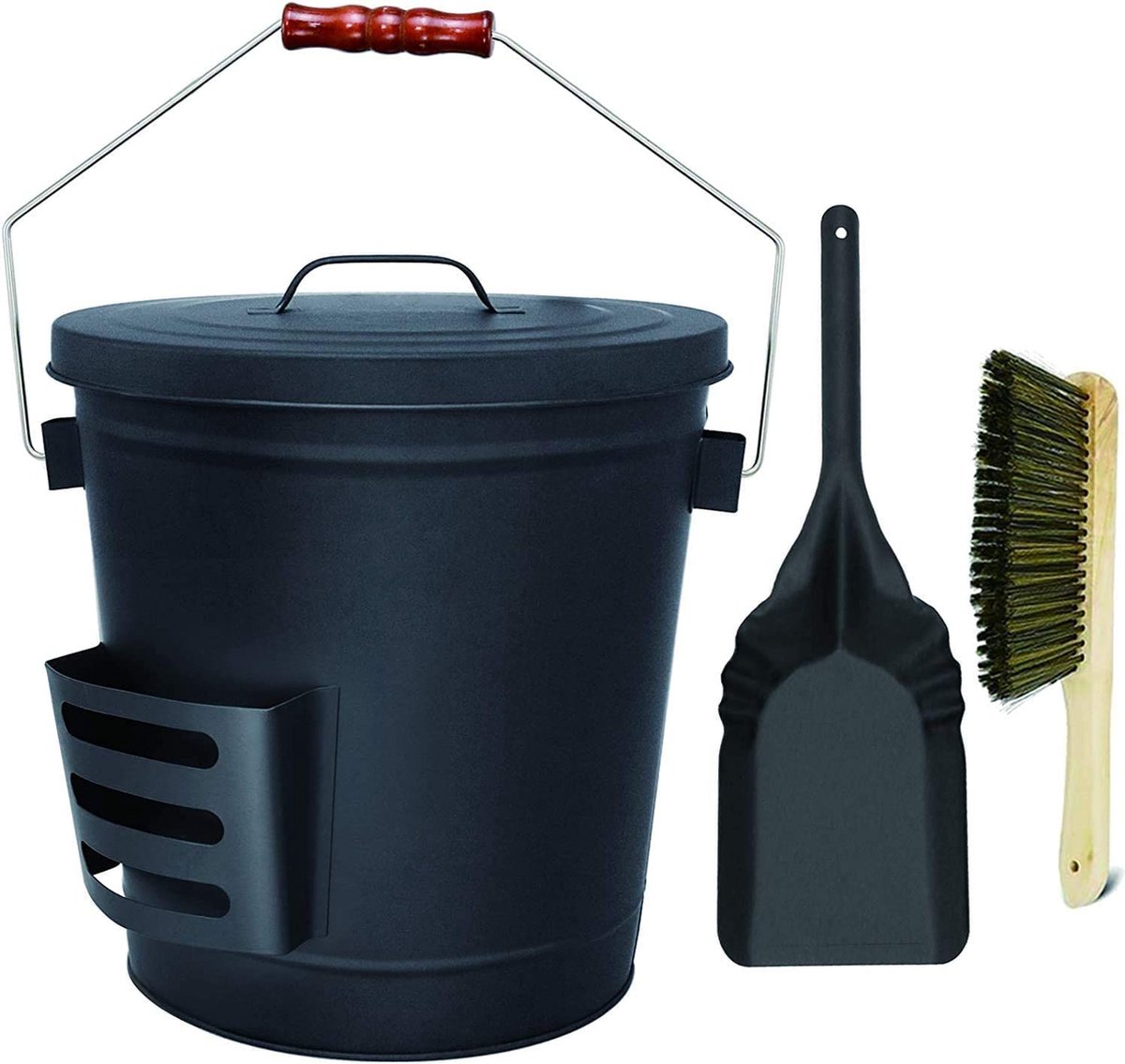 Relaxdays Seau à Cendres/Charbon avec Couvercle et Pelle à Cendres pour  cheminée & Barbecue, en Acier, Seau avec Anse, 19 litres, Noir, 47,5 x 38 x  33 cm : : Jardin