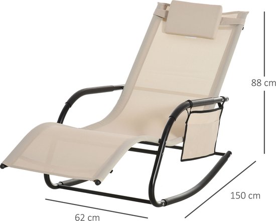 Outsunny Schommelstoel swingstoel tuinstoel schommelende ligstoel metaal mesh lichtgrijs 84A-160