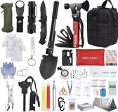 Survival Kit 163 in 1, nooduitrusting, survival pack, survival militaire uitrusting met zakmes, survival uitrusting, EHBO-kit, outdoor uitrusting voor kamperen, buiten wandelen