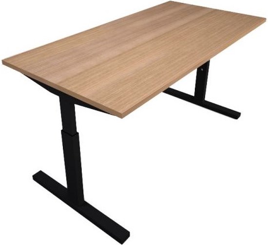 Offeco  Bureau Lobo  - Verstelbaar - Bureaus - Bureau - Kantoormeubels - Game bureau - height adjustable desk - Gaming desk - computertafel - Thuiswerken - 160x80cm - Zwart - Havanna-- blad-  onderstel- x80