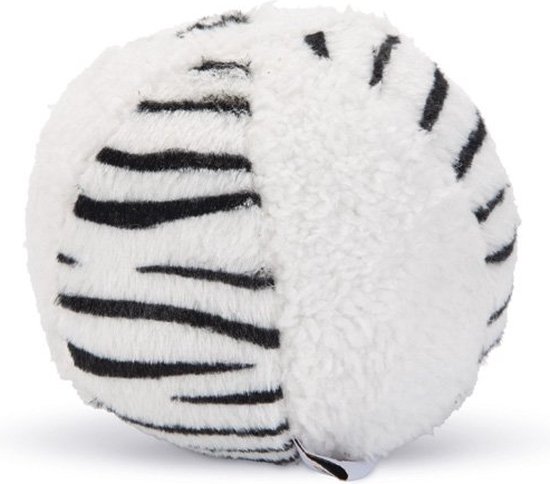 Beeztees beasty bal hondenspeelgoed pluche wit/zwart