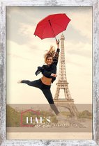 HAES DECO - Cadre photo bois Paris blanc/marron pour 1 photo format 40x60 - SP001416