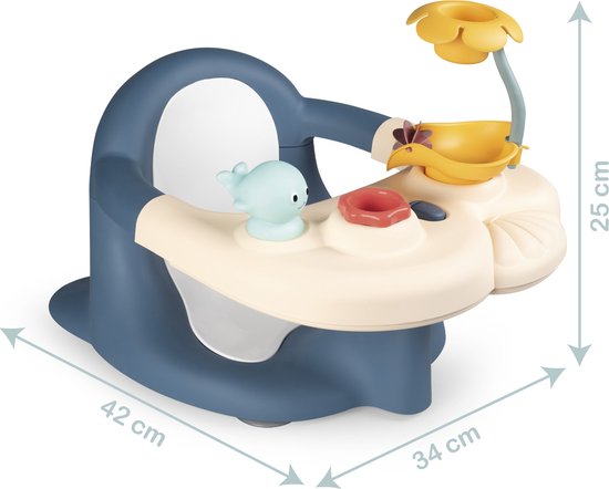 Smoby - Little Smoby - Baby Bath Time - Badspeelgoed - babybadzitje met tablet uitgerust met speelse activiteiten: 1 walvissproeier, 1 schoepenrad, 1 waterbloem en 1 beker