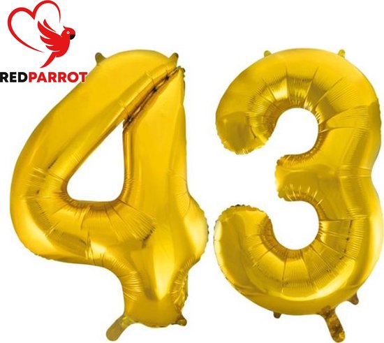 43 jaar | 81 CM XXL Ballon | verjaardag | verjaardagskado | Goud | Cijfer | Getal | Balon