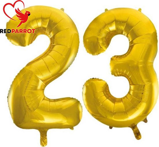 23 jaar | 81 CM XXL Ballon | verjaardag | verjaardagskado | Goud | Cijfer | Getal | Balon