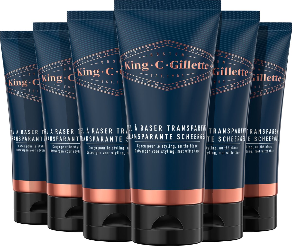 King C. Gillette Gel de rasage transparent pour homme - Pack économique  6x150 ml | bol