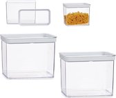 Set de 8x bacs de stockage de cuisine transparents avec couvercle de 2,2 litres - Dimensions 21 x 10 x 16 cm - Bocaux de conservation de conservation