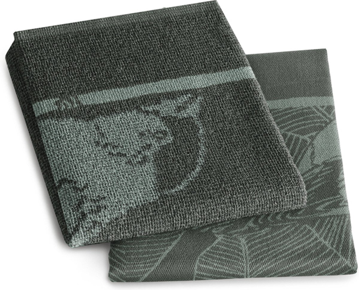 DDDDD Birdy Green Keukenset (1 x Keukendoek, 1 x Theedoek)
