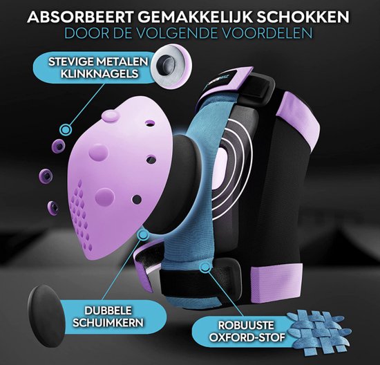 Diverse merken kniebeschermers voor kinderen, zoals rollerblade en K2