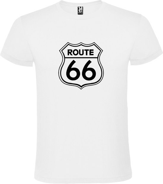 Wit t-shirt met 'Route 66' print Zwart size XS