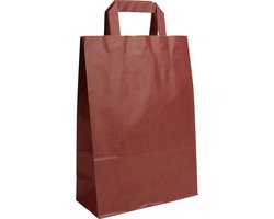 Draagtassen Papier Bordeauxrood - 22+10x31 cm - Platte Handgrepen - 50 Stuks
