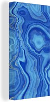 Canvas Schilderij Marmer - Blauw - Goud - 20x40 cm - Wanddecoratie