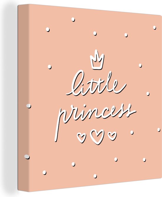 Canvas Schilderij Quotes - Meisjes - Little princess - Spreuken - Kids - Kinderen - Meiden - 20x20 cm - Wanddecoratie