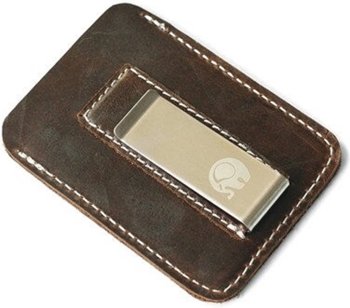 Sportieve lederen Dollarclip heren portemonnee geldclip portemonnee met geldclip zwart | bruin | cognac, bruin, Breite ca. 9 cm / Höhe ca. 10 cm / Tiefe ca. 1 cm, Modern