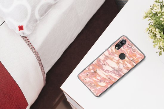 Coque Huawei P20 Lite (2020) - Marbre - Wit - Rose - Coque de téléphone en Siliconen
