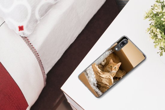 Coque Huawei P20 - Chat - Boîte - Rouge - Coque de téléphone en Siliconen