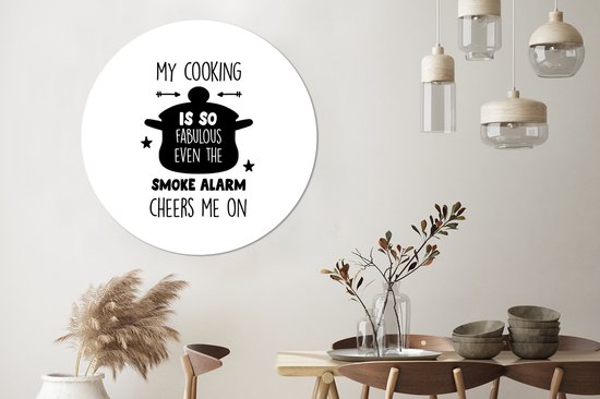 Wall Circle - Wall Circle Inside - Citations - Cuisson - Pan - Cuisine - Cuisinière à gaz - Proverbes - ⌀ 150 cm - Décoration murale - Peintures ronds