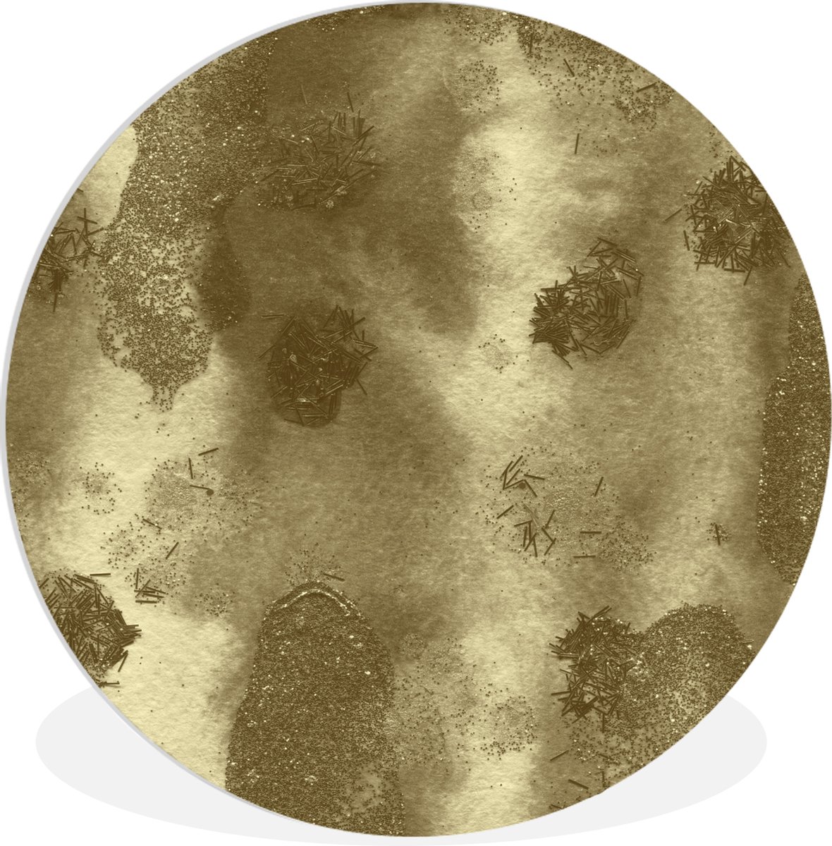 WallCircle® Wandcirkel 30x30 cm - Muurcirkel Goud - Abstract - Verf - Muurdecoratie woonka