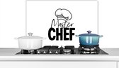 Spatscherm keuken 60x40 cm - Kookplaat achterwand Keuken - Koken - Bakken - Chef - Master Chef - Kok - Tekst - Muurbeschermer - Spatwand fornuis - Hoogwaardig aluminium