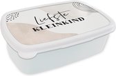 Broodtrommel Wit - Lunchbox - Brooddoos - Bruin - 'Liefste kleinkind' - Quotes - Spreuken - 18x12x6 cm - Volwassenen