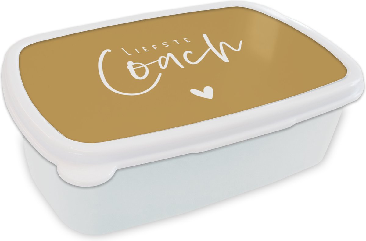 Broodtrommel Wit - Lunchbox - Brooddoos - Quote - Hartje - Coach - Liefste - 18x12x6 cm - Volwassenen