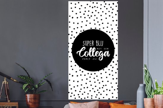 Stickers muraux - Film autocollant - Citations - Dictons - Points - 'Super heureux avec un collègue comme toi' - 80x160 cm - Film adhésif - Stickers muraux Chambre d'enfant - Papier peint autocollant - Papier peint autocollant - Film autocollant