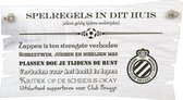 Spelregels in dit huis - fan club - tekstbord - wandbord - cadeau Vaderdag - geschenk voor aan de muur - gepersonaliseerd - 17 x 29cm