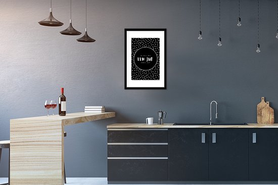 Cadre photo avec affiche - Citation - Points - Wit - Merci professeur - Dictons - Tellement heureux avec un professeur comme vous ! - 40x60 cm - Cadre affiche