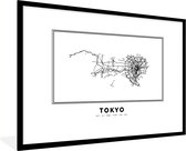 Fotolijst incl. Poster Zwart Wit- Tokyo - Stadskaart - Zwart Wit - 120x80 cm - Posterlijst - Plattegrond