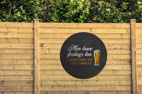 Garden Circle Bières - Hommes - Humour - Proverbes - 120x120 cm - Affiche Jardin Ronde - Extérieur - XXL