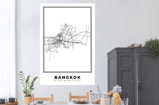 Poster Bangkok - Thaïlande - Carte - 120x180 cm XXL - Plan de la ville