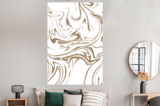Affiche Marbre - Marron - Wit - 120x180 cm XXL