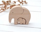 Houten Olifanten Puzzel Kraamcadeau - Zwangerschap Geschenk Set Babycadeau - Kraamcadeau Jongen - Kraamcadeau Meisje - Kraam Geschenk voor Babyshower- Geschikt voor Vaderdag en Moe