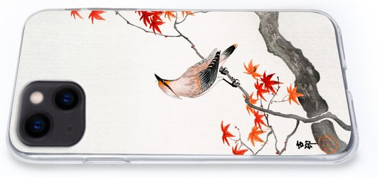 Coque iPhone 13 Mini - Érable du Japon - Scandinave - Vogel - Branche - Coque de téléphone en Siliconen