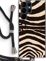 Case Company® - Samsung Galaxy S22 Ultra hoesje met Koord - Arizona Zebra - Telefoonhoesje met Zwart Koord - Bescherming aan alle Kanten en Over de Schermrand