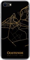 Geschikt voor iPhone 7 hoesje - Oostende - Kaart - Goud - Zwart - Siliconen Telefoonhoesje
