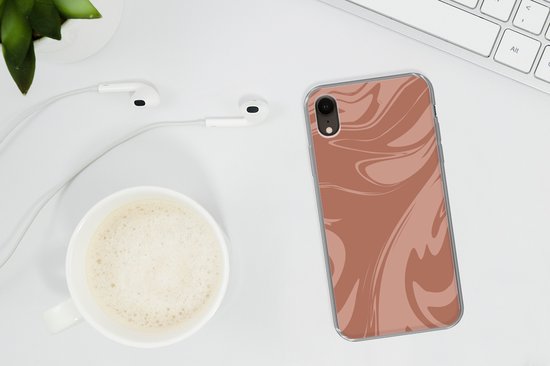 Coque pour iPhone XR - Imprimé marbré - Marron - Chocolat - Coque en Siliconen téléphone -