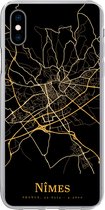 Geschikt voor iPhone Xs hoesje - Nîmes - Kaart - Goud - Siliconen Telefoonhoesje