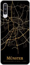 Telefoonhoesje Geschikt voor Samsung Galaxy A70 hoesje - Münster - Kaart - Goud - Siliconen Telefoonhoesje
