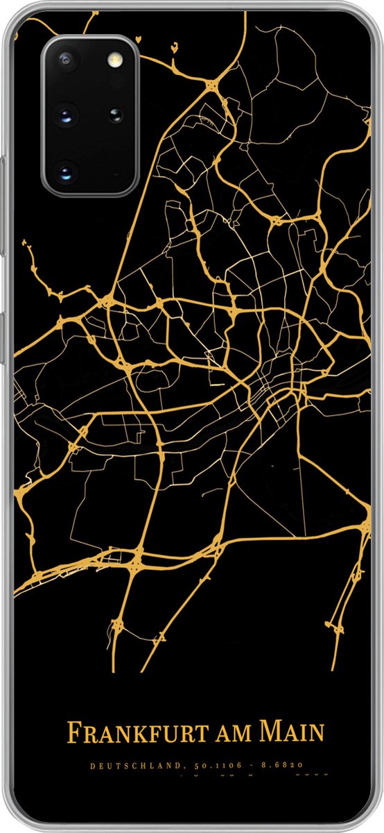 Telefoonhoesje Geschikt voor Samsung Galaxy S20 Plus hoesje - Frankfurt am Main - Kaart - Goud - Siliconen Telefoonhoesje Telefoonhoesje