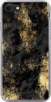 Geschikt voor iPhone SE 2020 hoesje - Goud - Verf - Abstract - Zwart - Siliconen Telefoonhoesje