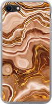 Geschikt voor iPhone SE 2020 hoesje - Marmer print - Gouden - Patronen - Siliconen Telefoonhoesje