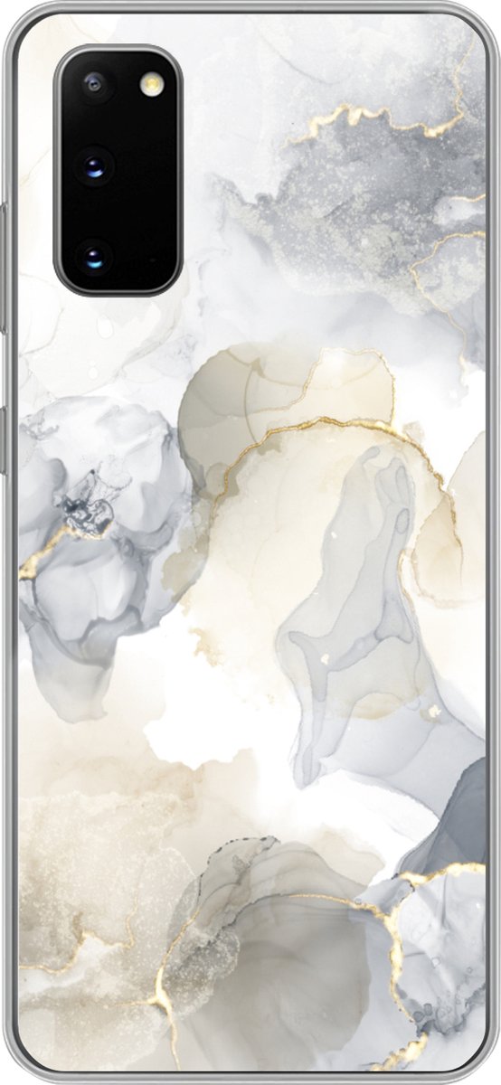 Telefoonhoesje Geschikt voor Samsung Galaxy S20 hoesje - Marmer print - Gouden - Zwart - Siliconen Telefoonhoesje Telefoonhoesje