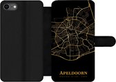 Bookcase Geschikt voor iPhone 7 telefoonhoesje - Apeldoorn - Kaart - Goud - Met vakjes - Wallet case met magneetsluiting